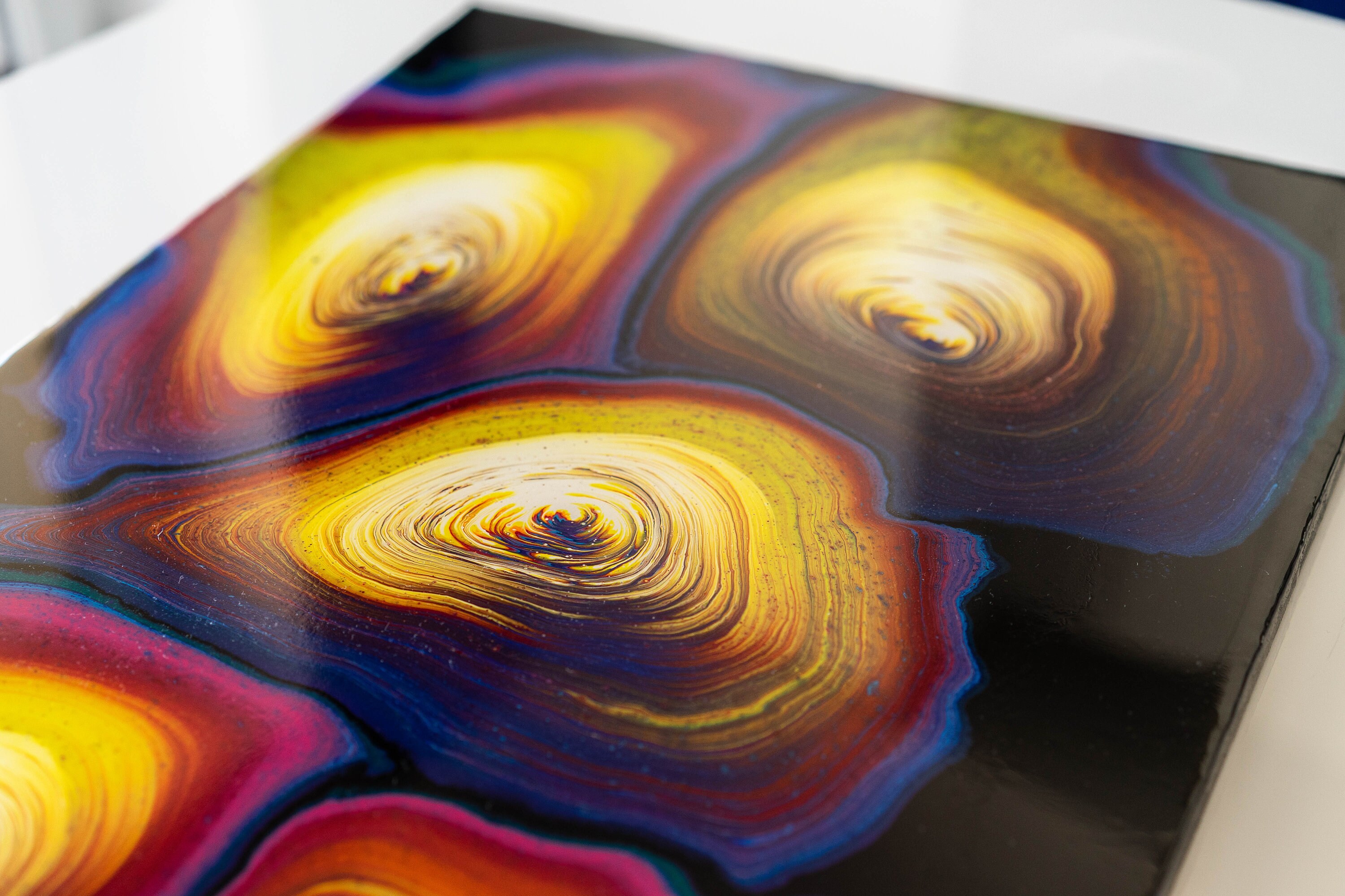 Rainbow Epoxy Resin Painting 16 X 28 Acrylic Pouring Etsy