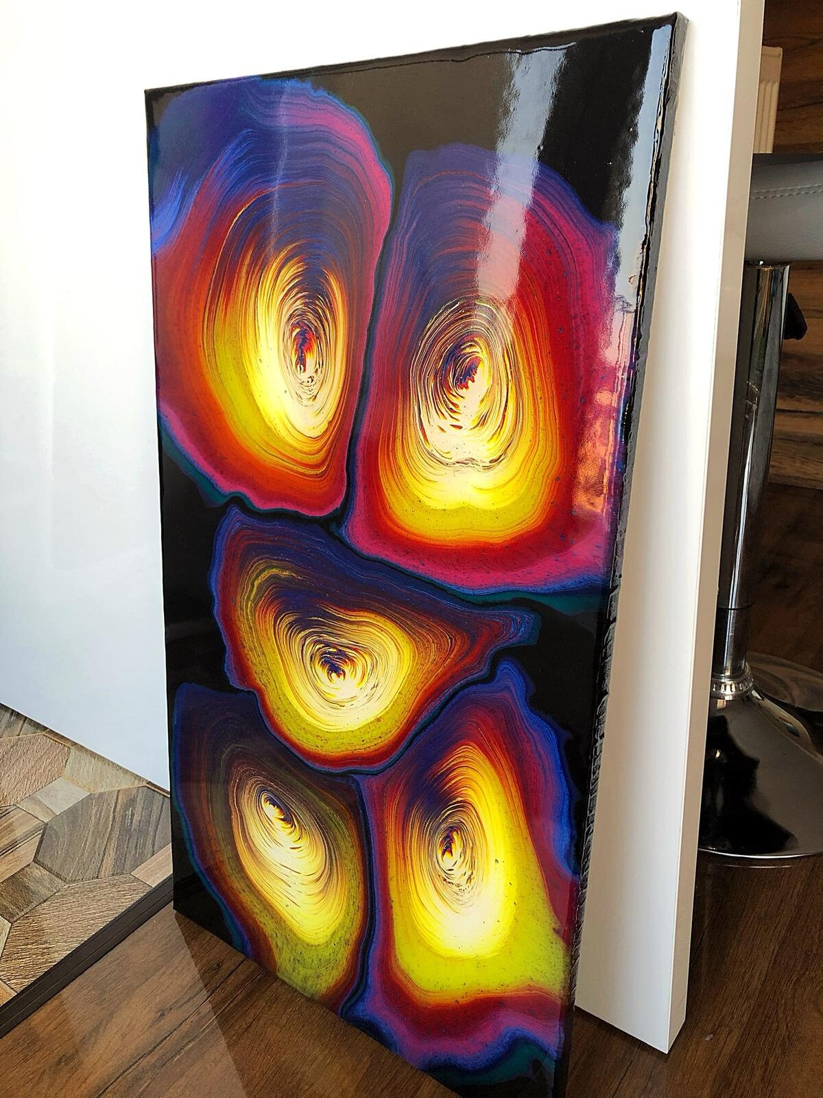 Rainbow Epoxy Resin Painting 16 X 28 Acrylic Pouring Etsy