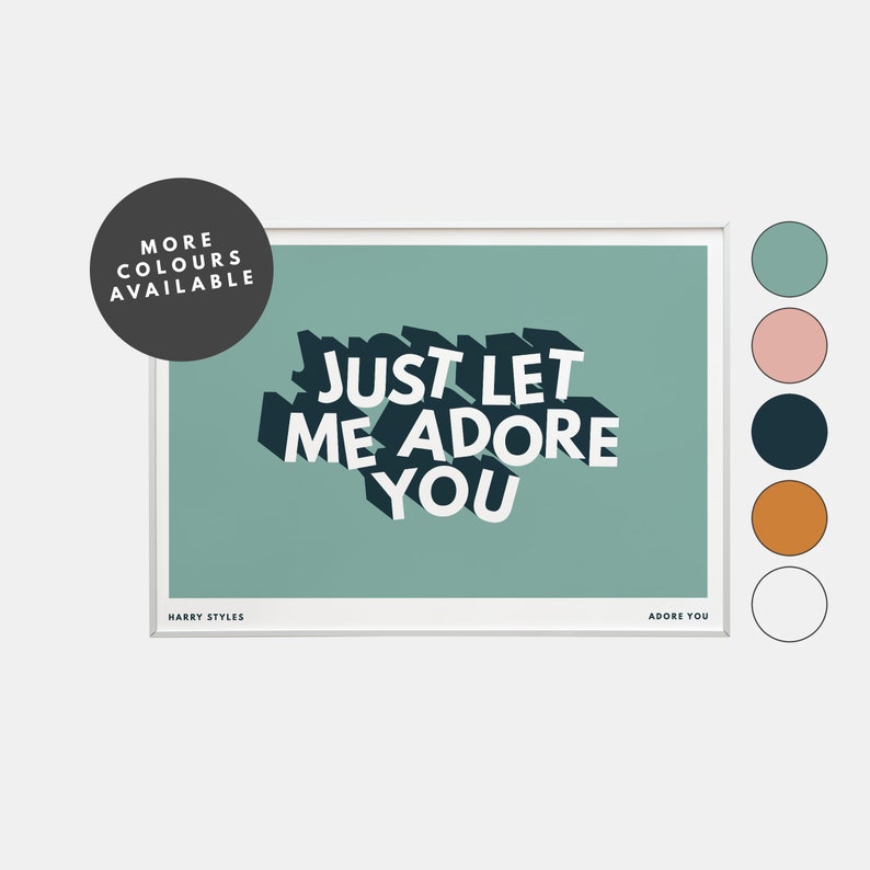 Harry Styles Adore You Lyrics print Typographic Music Art Poster Mint