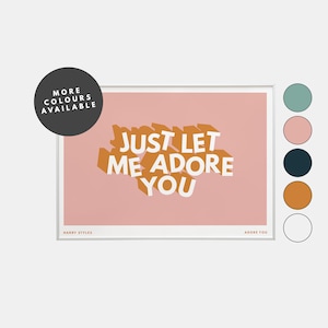 Harry Styles Adore You Lyrics print Typographic Music Art Poster Pink