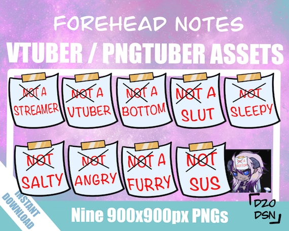 Vtuber Asset for Twitch Channel Points redeem, PNGtuber asset for Discord Veadtube and Twitch Streamers, forehead note accessory asset vtube