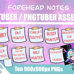 Vtuber Asset for Twitch Channel Points redeem, PNGtuber asset for Discord Veadtube and Twitch Streamers, forehead note accessory asset vtube