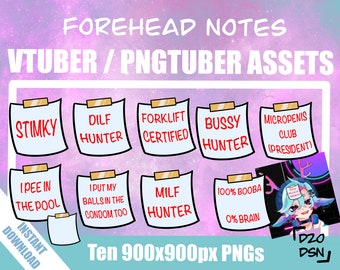 Vtuber Asset for Twitch Channel Points redeem, PNGtuber asset for Discord Veadtube and Twitch Streamers, forehead note accessory asset vtube