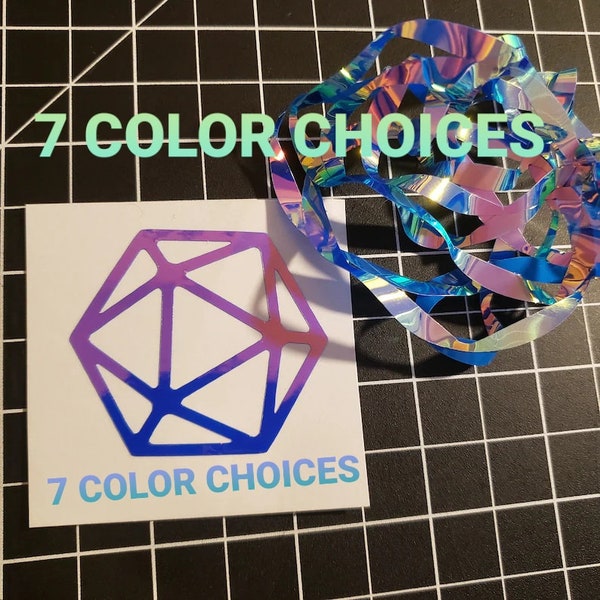 Dungeons and Dragons D&D d20 holographic dice decals, vinyl stickers for windows windshields cars laptops dice box tumblers water bottles