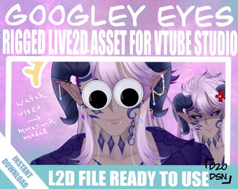 Vtuber asset Rigged Model Asset, for 2D Vtuber on Vtube Studio, Accessory assets for vtuber Model, twitch point redeems, L2D googly eyes