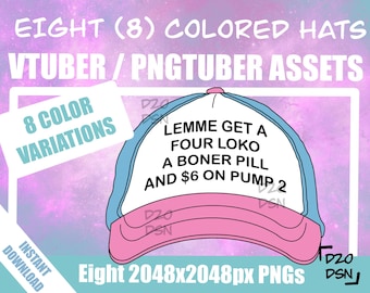 Vtuber Asset Accessory, Hats for Vtubers, Pngtuber Asset Accessory, Twitch Vtubing Clothes funny hat meme