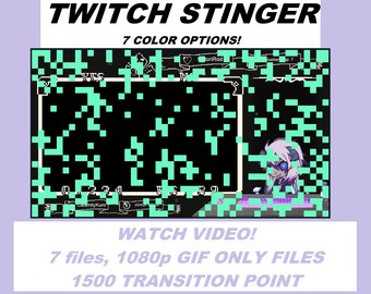 Twitch Stinger Transition Scene, MULTIPLE COLORS Pixel 8-Bit Retro Vibes, lofi Cute Overlays for streamers and Vtubers