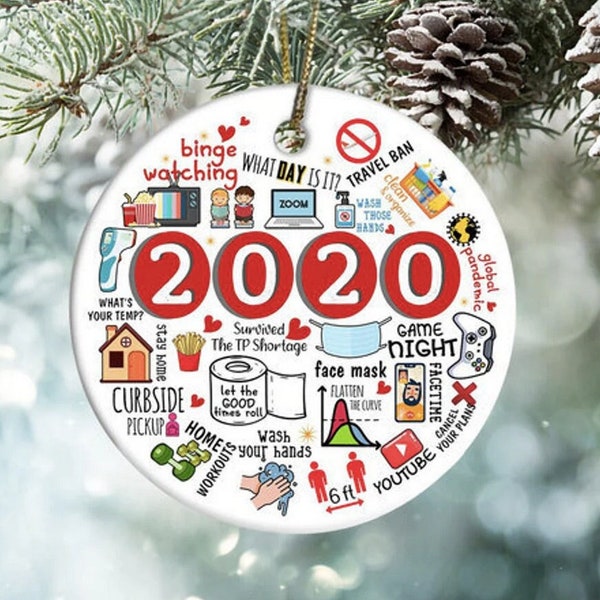 Plastic 2020 Pandemic Memories Quarantine Christmas Ornament, Coworker Gift Ornament, Toilet Paper Mask, Coronavirus Covid Ornament Gift