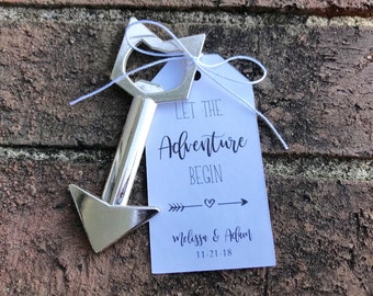 Set of Arrow Bottle Openers with Customized Tags * Wedding Favors * Bachelorette Party * Bridal Shower * Personalized Tag * Custom Favors