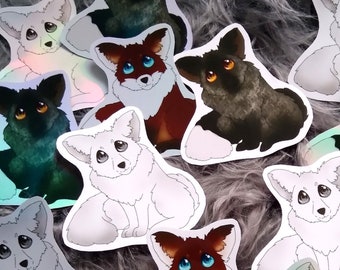 Fox Stickers Cute, Holographic Stickers, Cute Foxes, Scrapbooking, Birthday Gifts for Kids