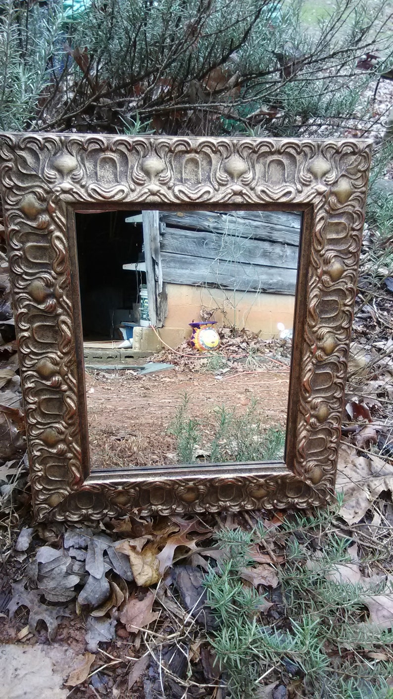 Hand Embossed Ornate Gold Framed Mirror 17x20 Etsy