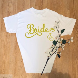 Bride T-Shirt with Wedding Rings: Bridal Party Gift