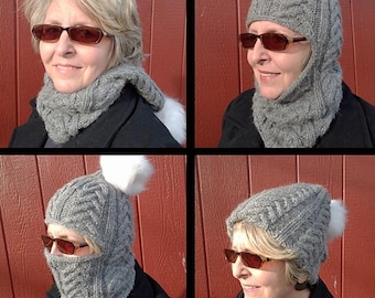Braided Cable Hood Balaclava Knitting Pattern