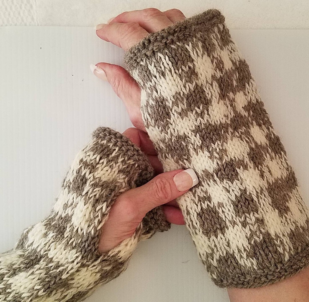 Designer Womens Hand Knit Mittens, Handmade Wool Mittens, Winter
