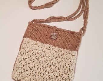 Designer Hand Knit Small Bag, Silk Over Body Bag, Elegant Small Purse