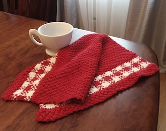 Gingham Trimmed Dishtowel Knitting Pattern