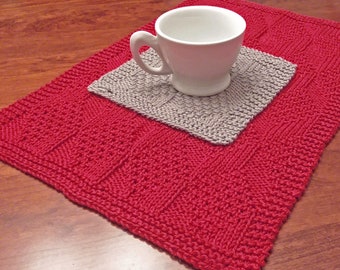 Textured Escher Towel, Cloth, Placemat Set Knitting Pattern