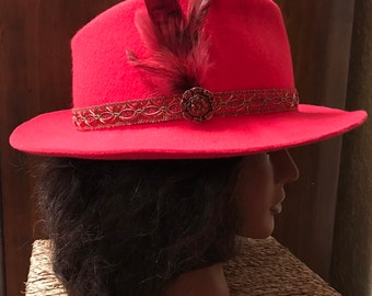 Red Felt Fedora