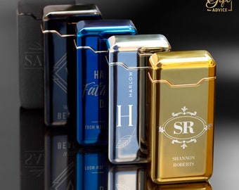 High-Quality Electric Lighter Engraved Lighter, Personalized Electric USB Rechargeable Arc Lighter, Flameless Windproof Aesthetic Blue