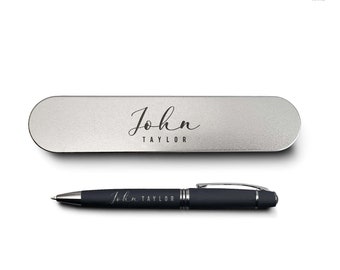 Bester Metall Kugelschreiber mit personalisierter Gravur & Metalletui Geschenk