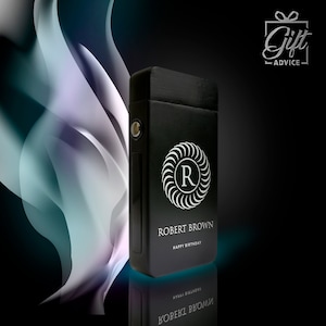 Laser Engraved Personalised Electric Black Matt USB Rechargeable Double Arc Lighter Flameless Windproof
