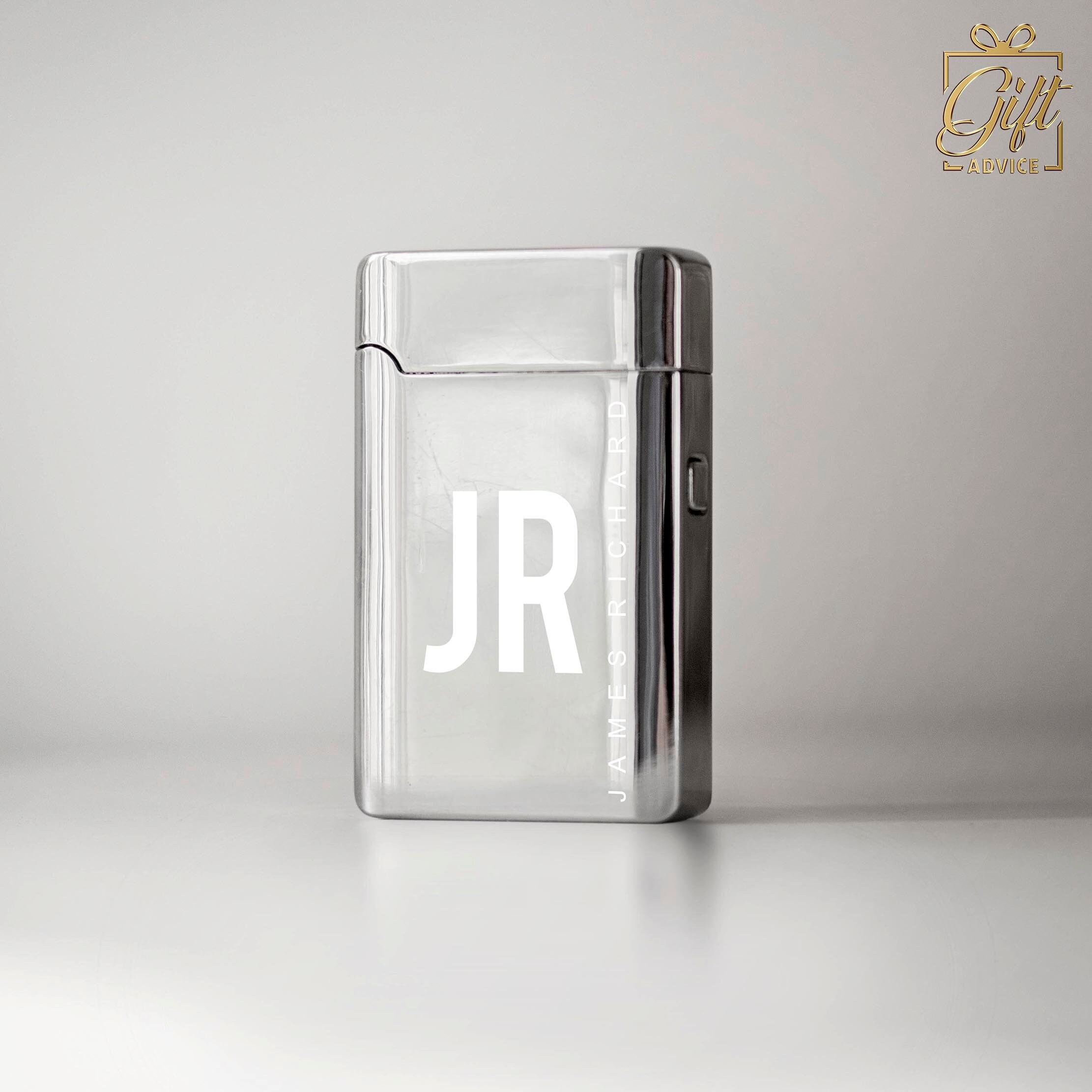 Electric Lighter Aesthetically Vintage USB Rechargeable Lighter Unique Gift for Men Women Customizable Engraved High-Quality Silver Chrome