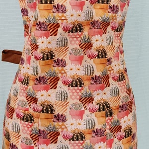 Succulents Apron With Pockets Gardening Vendor Crafts Hobby Kitchen Host Gift School Housewarming