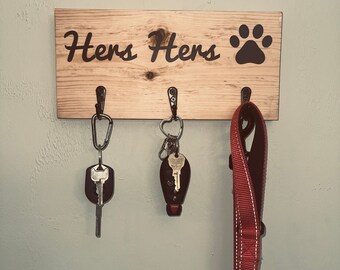 Key and Leash holder / His Hers Key Holder / Dog Leash Hanger / Hers Hers Key Holder