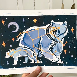 Ursa Major & Ursa Minor - Big Bear, Little Bear Constellation Print - A4 Matte Photo Paper