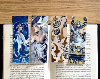 Greek Mythology Bookmarks - Circe, Hermes, Scylla, Pottery Jars - Illustrated Bookmark - Gifts for Bookworms - Painted Gift for Book Lovers