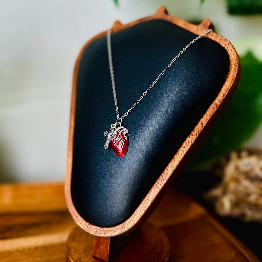 Anatomical Heart & Cross Pendant Necklace - Gothic Emo Alternative ...