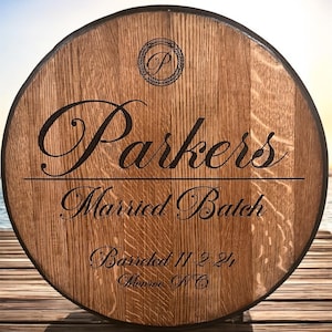 Personalized Bourbon Barrel Head - Laser Engraved.
