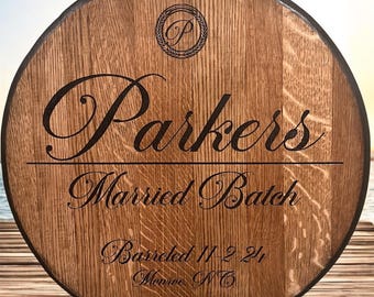 Personalized Bourbon Barrel Head - Laser Engraved.
