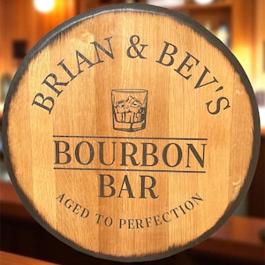 Personalized Bourbon Barrel Head - Laser Engraved.