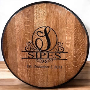 Personalized Bourbon Barrel Head - Laser Engraved.