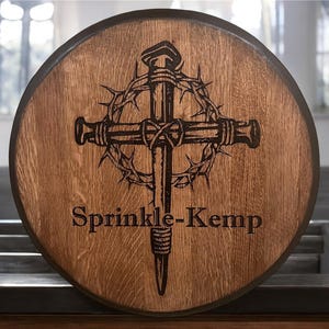 Personalized Bourbon Barrel Head - Laser Engraved.