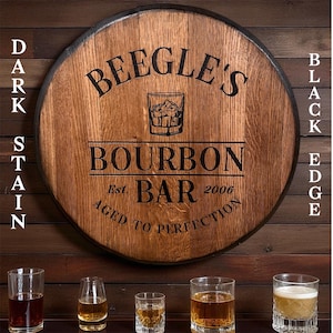Personalized Bourbon Barrel Head - Laser Engraved.