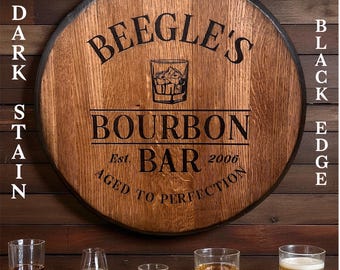Personalized Bourbon Barrel Head - Laser Engraved.