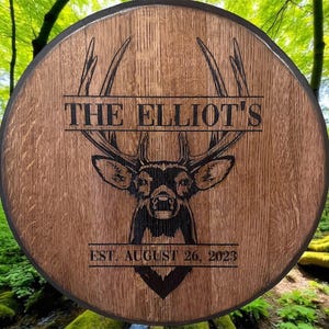 Personalized Bourbon Barrel Head - Laser Engraved.