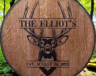 Personalized Bourbon Barrel Head - Laser Engraved.