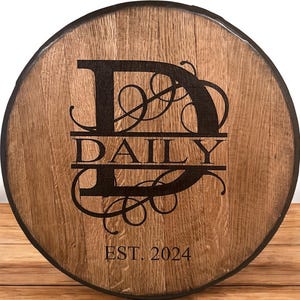 Personalized Bourbon Barrel Head - Laser Engraved.