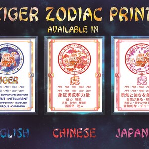 Zodiac, Tiger, Printable, Fantasy, Gold, Blue, Red, Pink, Art Printable, Bedroom, Office, Wall Decor, Prints, Wall Art, Digital Download