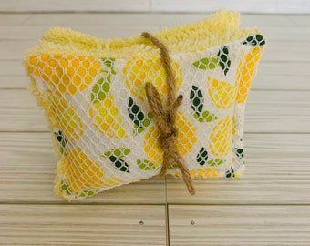 Washable Sponge-Lemon Print-Eco Friendly-Reusable-Housewarming Gift-Kitchen Decor-Set of 2