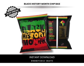 Black History Month Chip Bag Template | African American Celebration Party Favor (Instant Download)