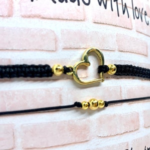 Macrame Bracelet | Macrame Anklet | Heart | Gold | Friendship Ribbon | Jewellery for Women | Jewelry Set | Small gift