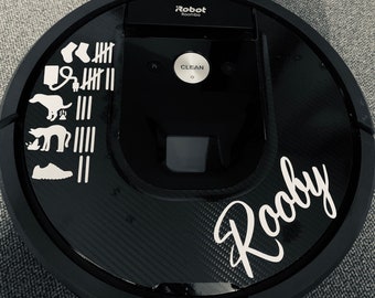 Nur Name ohne Strichliste !!! Namensaufkleber Staubsauger Staubsaugroboter Roboter Vinylaufkleber Sticker Verzierung