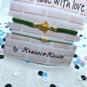 Macrame Bracelet | Macrame Anklet | Turtle | Gold | Friendship Ribbon | Jewellery for Women | Jewelry Set | Small gift