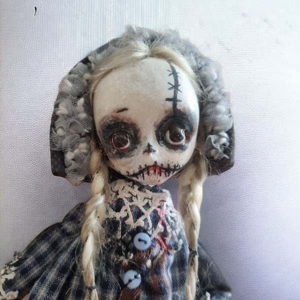 Skeleton doll Zombie ornament 8.5"Victorian figurine Cursed doll OOAK art doll creature Creepy cute gifts Sinister strange Poseable art doll