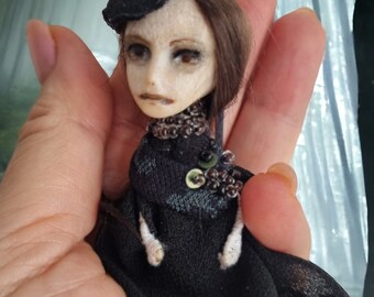 3" Haunted mansion doll Horror figure Halloween miniatures Scary doll Tiny OOAK doll Creepy doll handmade Horror gifts Halloween ornament