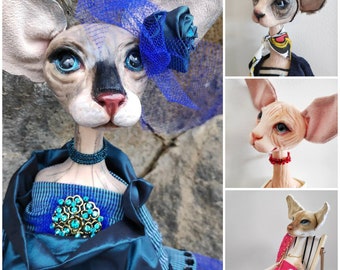 Sphynx cat Custom pet portrait OOAK doll Personalized doll Gifts for cat people